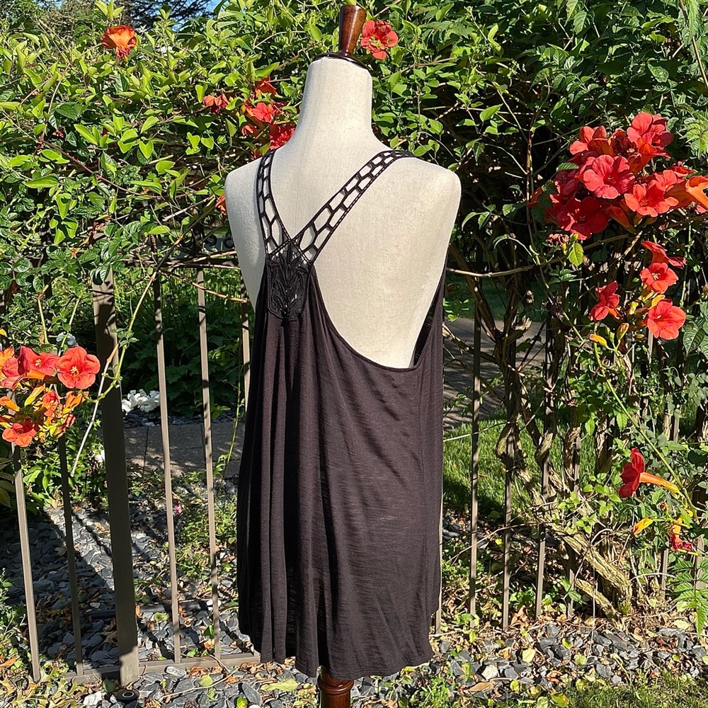 Aeropostale Sexy Crochet Back Long Henley Tank Top - Picture 14 of 16